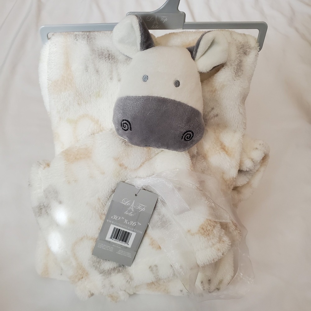 Le Top‎ Bebe Giraffe Zebra Lovey baby security And Blanket Lot New